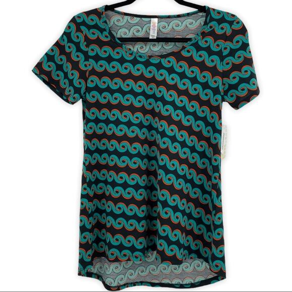 Lularoe Classic T Womens Top T Shirt Ocean Waves Beach Squiggle XXS NEW - Picture 1 of 9